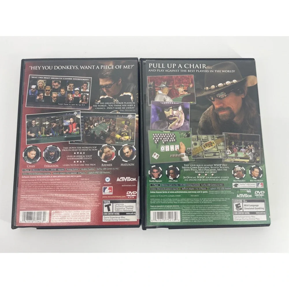 Activision World Series of Poker PS2 Bundle Black Good 2-Game Lot 2008 Official